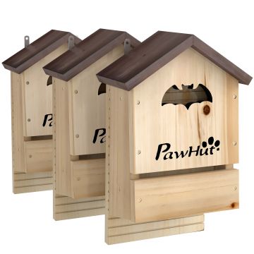 PawHut Set de 3 Căsuțe pentru Lilieci din Lemn de Brad, Adăpost pentru Lilieci pentru Grădină și Exterior, Ușor de Montat, 21.5x11.5x34 cm | Aosom Romania