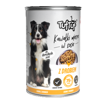 TUF TUF DOG -Hrana umeda CHUNKS cu PUI- conserva 1250g