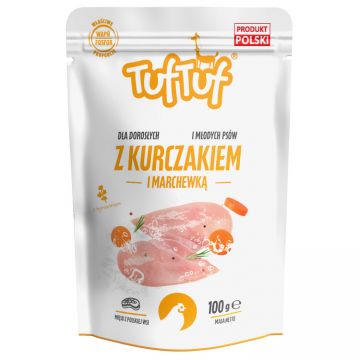 TUF TUF DOG- Hrana umeda cu PUI si MORCOVI- plic 300g