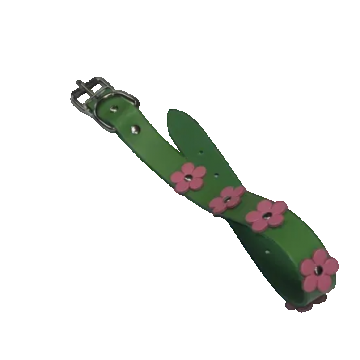 Zgarda pentru caini Streetside Verde cu floricele 10 mm x 29 cm