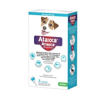 Ataxxa Dog - pipete antiparazitare pentru caini de talie mica 4-10 KG (3 pipete) la reducere