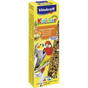 Batoane pentru Nimfa, Vitakraft Kracker cu Miere si Eucalipt, 180 g ieftin