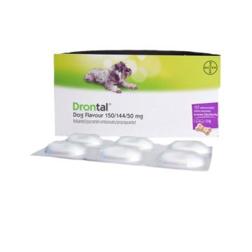 Drontal Flavour antiparazitar intern pentru caini 102 tablete/ cutie