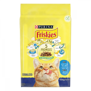 Friskies Adult, Pisica Sterilizata Cu Somon, Ton Si Legume, 10 kg