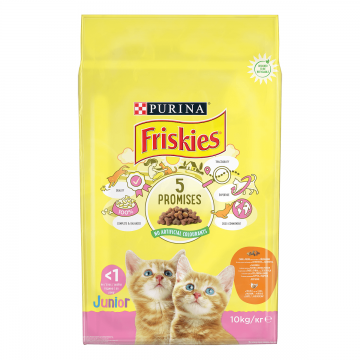 Friskies Junior Cu Pui, Lapte Si Legume, 10 kg la reducere