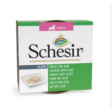 Hrana umeda caini, Schesir Dog Puppy Chicken with Aloe, 150 g