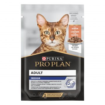 PURINA PRO PLAN INDOOR cu Somon in sos, hrana umeda pentru pisici adulte, 85 g