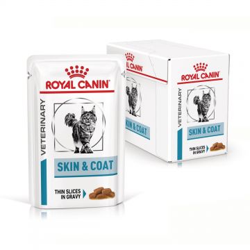 ROYAL CANIN Skin & Coat, dieta veterinara pisici, afectiuni dermatologice, 12x85 g