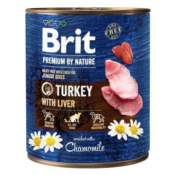 Brit Premium by Nature Junior Dogs, Turkey with Liver, 800 g ieftina