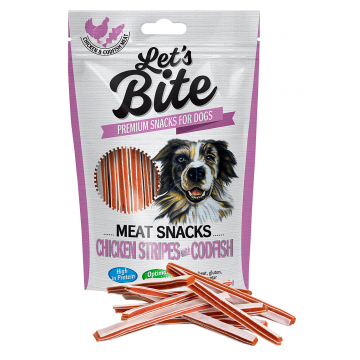 Brit Let's Bite Meat Snacks Chicken Stripes With Codfish, 80 g