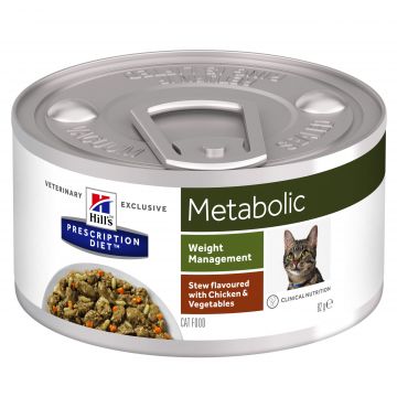 Hill's Prescription Diet Feline Metabolic Chicken and Vegetable Stew, 82 g de firma originala