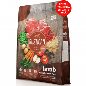 Hrana uscata pentru caini adulti de talie mica Rustican Mini Miel/Orez brun 1kg