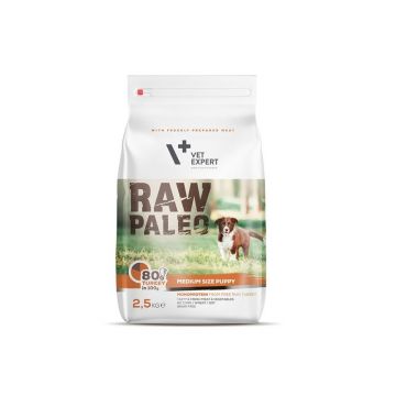 Raw Paleo, Puppy, Rase Medii, Curcan, 2.5 Kg