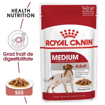 Royal Canin Medium Adult hrana umeda caine (in sos), 140 g ieftina