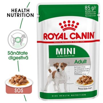 Royal Canin Mini Adult hrana umeda caine (in sos), 85 g ieftina