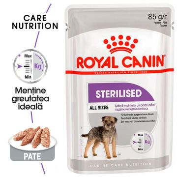 Royal Canin Sterilised Adult hrana umeda caine sterilizat (pate), 85 g ieftina