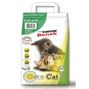 BENEK Super Corn Cat Asternut pentru litiera, miros de iarba proaspata 7 L