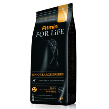 FITMIN Dog for life Hrana uscata caini junior talie mare, cu carne de pasare 3 kg