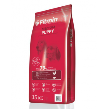 FITMIN Medium Puppy Hrana uscata caini junior si femele gestante de talie medie, cu carne de pui 15 kg