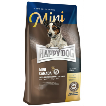 HAPPY DOG Mini Canada hrana uscata caini adulti sensibili de talie mica, cu somon 4 kg