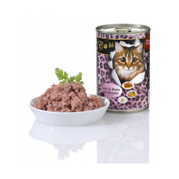 O'CANIS Hrana umeda pentru pisici adulte, cu gasca, pasare si ulei de sofran 400 g
