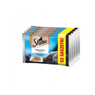 SHEBA Selection in Sauce Hrana umeda cu mix de peste pentru pisici adulte 52 x 85 g