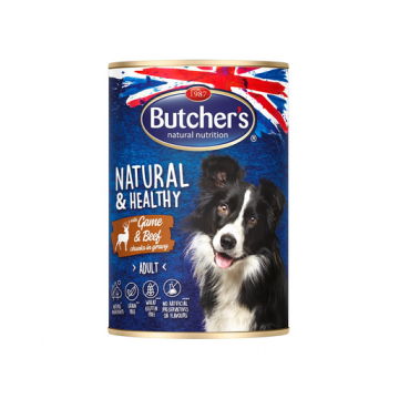 BUTCHER'S Natural&Healthy Dog hrana umeda pentru caini, cu carne de vanat si vita in sos 400g