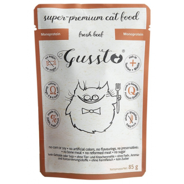 GUSSTO Cat Fresh Beef CARNE PROASPĂTĂ DE VITĂ 85 g