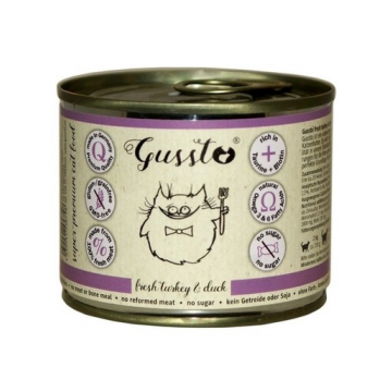 GUSSTO Cat Fresh Turkey & Duck CARNE PROASPĂTĂ DE CURCAN CU RAŢĂ 200 g