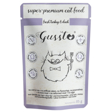 GUSSTO Cat Fresh Turkey & Duck CARNE PROASPĂTĂ DE CURCAN CU RAŢĂ 85 g