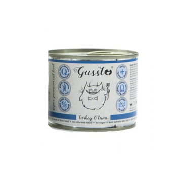 GUSSTO Cat Fresh Turkey & Tuna CARNE PROASPĂTĂ DE CURCAN CU TON 200 g