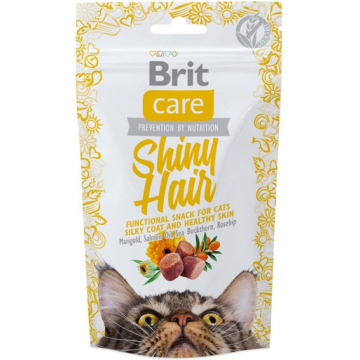 BRIT Care Cat Snack Shiny Hair recompense pentru pisici, sustine sanatatea pielii si blanii 50 g