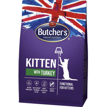 BUTCHER'S Functional Kitten Hrana uscata pisici junior, cu curcan 800 g