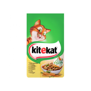 KITEKAT Hrană uscată cu pui și legume pentru pisici adulte 300 gr x 14
