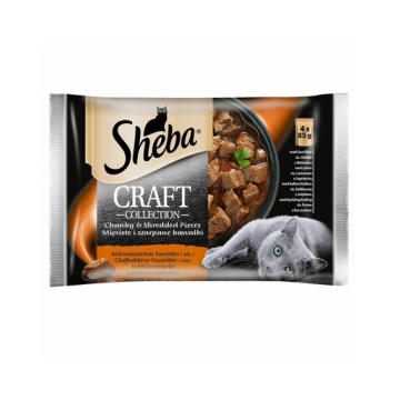 SHEBA Craft Collection Hrana umeda cu carne de vită, miel, curcan și pui pentru pisici adulte 52 x 85g