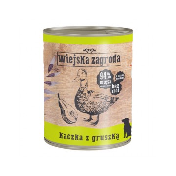 WIEJSKA ZAGRODA hrană umedă fără cereale, rață și pere 800 gr