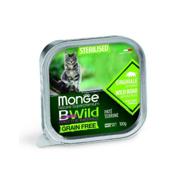 MONGE BWild Sterilised hrană umedă pentru pisici sterilizate, cu mistreț 100 g MONGE BWild Sterilised hrană umedă pentru pisici sterilizate, cu mistreț 100 g