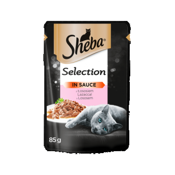SHEBA Selection in Sauce, hrană umedă pentru pisici cu somon în sos 24 x 85g