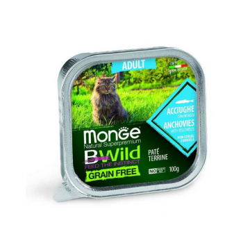 MONGE Bwild Cat Adult hrană umedă pentru pisici, cu anșoa 100g