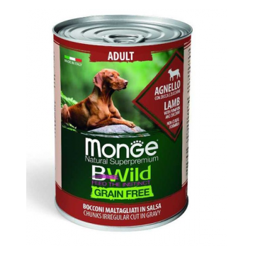 MONGE BWild Grain Free hrană umedă pentru câini, cu miel 400g