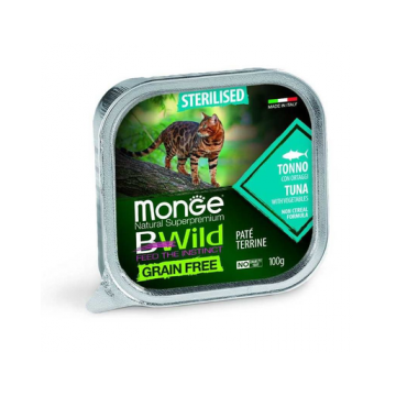 MONGE BWild Grain Free Sterilised hrană pentru pisici sterilizate, cu ton 100g