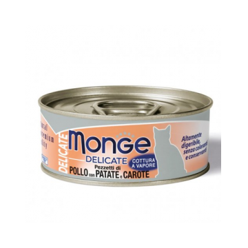MONGE Delicate Cat hrana umeda pentru pisici, cu pui, cartofi si morcovi 80g