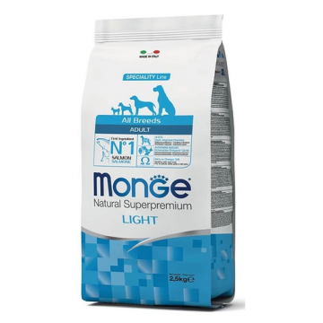 MONGE Light hrană uscată pentru câini, cu somon și orez 2,5 kg