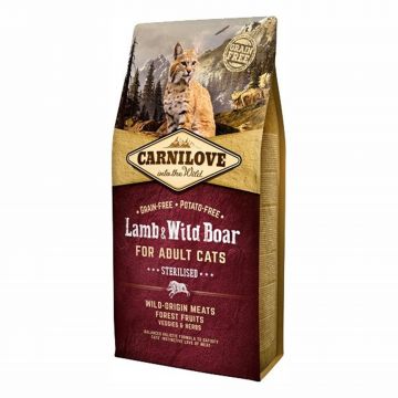 Carnilove Lamb & Wild Boar Cats Sterilised, 6 kg ieftina