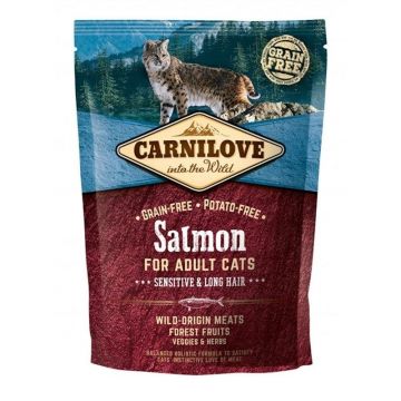 Carnilove Salmon for Adult Cats, Sensitive & Long Hair, 400 g ieftina