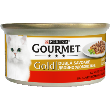 Gourmet Gold Double Pleasure, Vita si Pui, 85 g