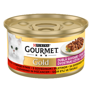 Gourmet Gold Double Pleasure, Vita si Pui, 85 g
