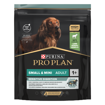 PURINA PRO PLAN ADULT Sensitive Digestion, Talie Mică și Foarte Mică, Miel, 700 g