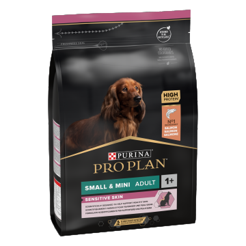 PURINA PRO PLAN ADULT Sensitive Skin, Talie Mică și Foarte Mică, Somon, 3 kg