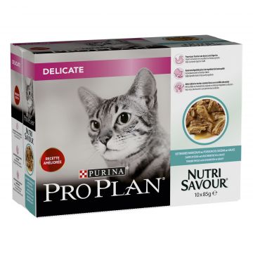 PURINA PRO PLAN DELICATE NUTRISAVOUR, Peste Oceanic, 10 x 85 g
